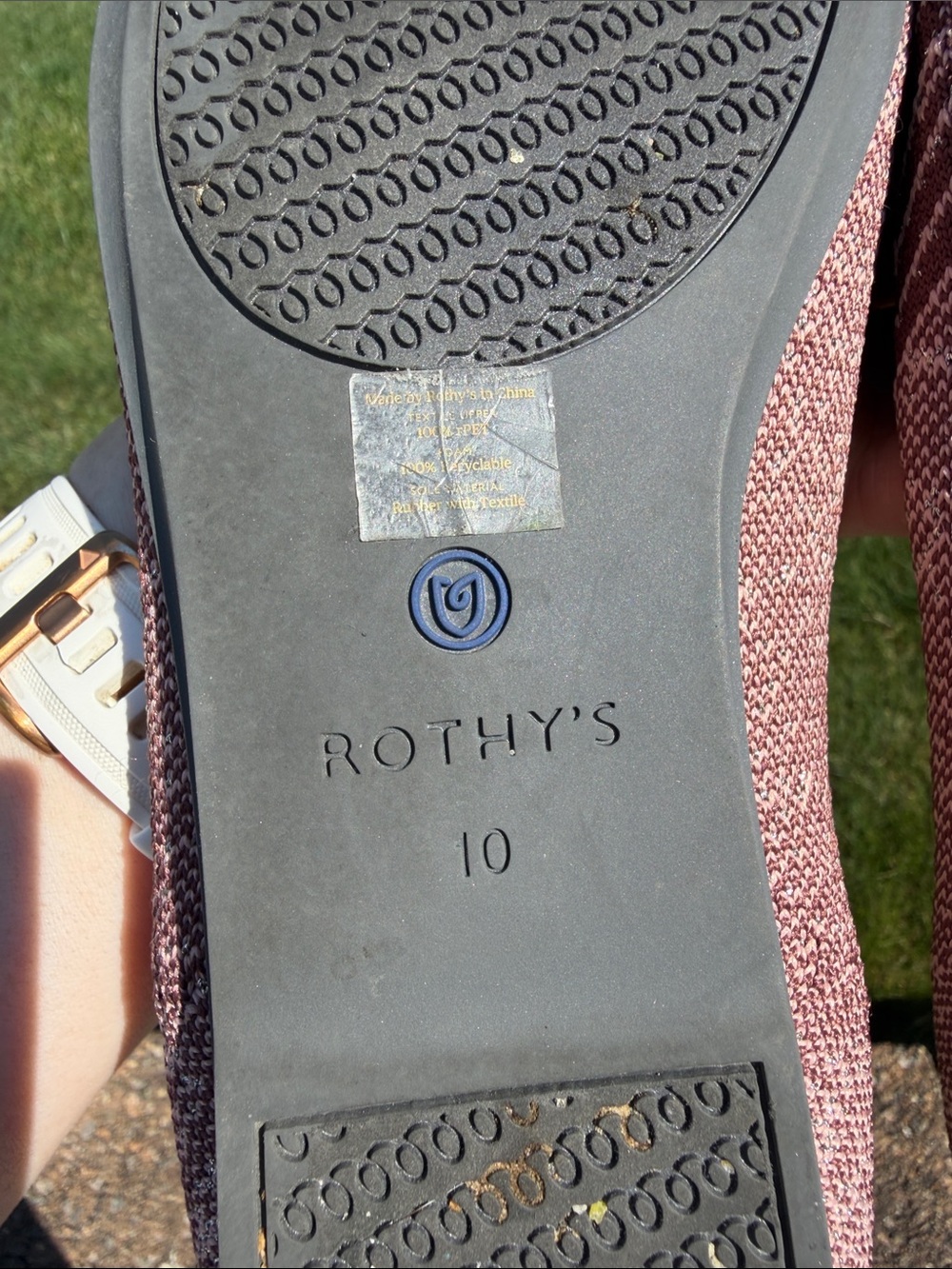 Rothy's Knit Ballet Flats in Dusty Rose with Blue Trim - Picture 6 of 6